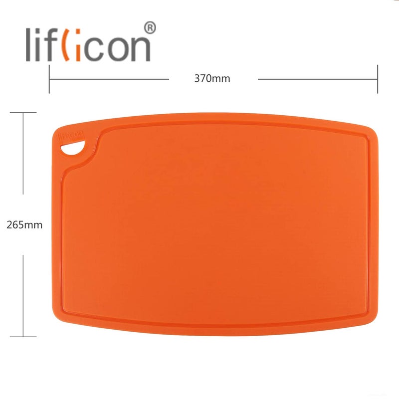 Liflicon Extra Large Thick Silicone Cutting Boards for Kitchen 14.6'' x 10.43'' Flexible Cutting Chopping Boards/Mats Non-slip Deep Drip Juice Groove, Dishwasher Safe-Orange - Image 2
